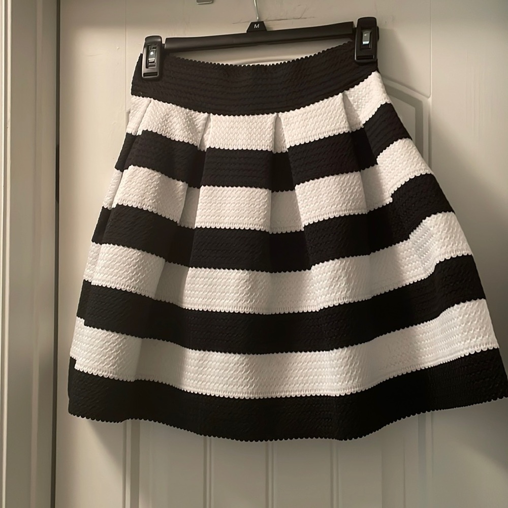 Express striped mod fit and flare skirt